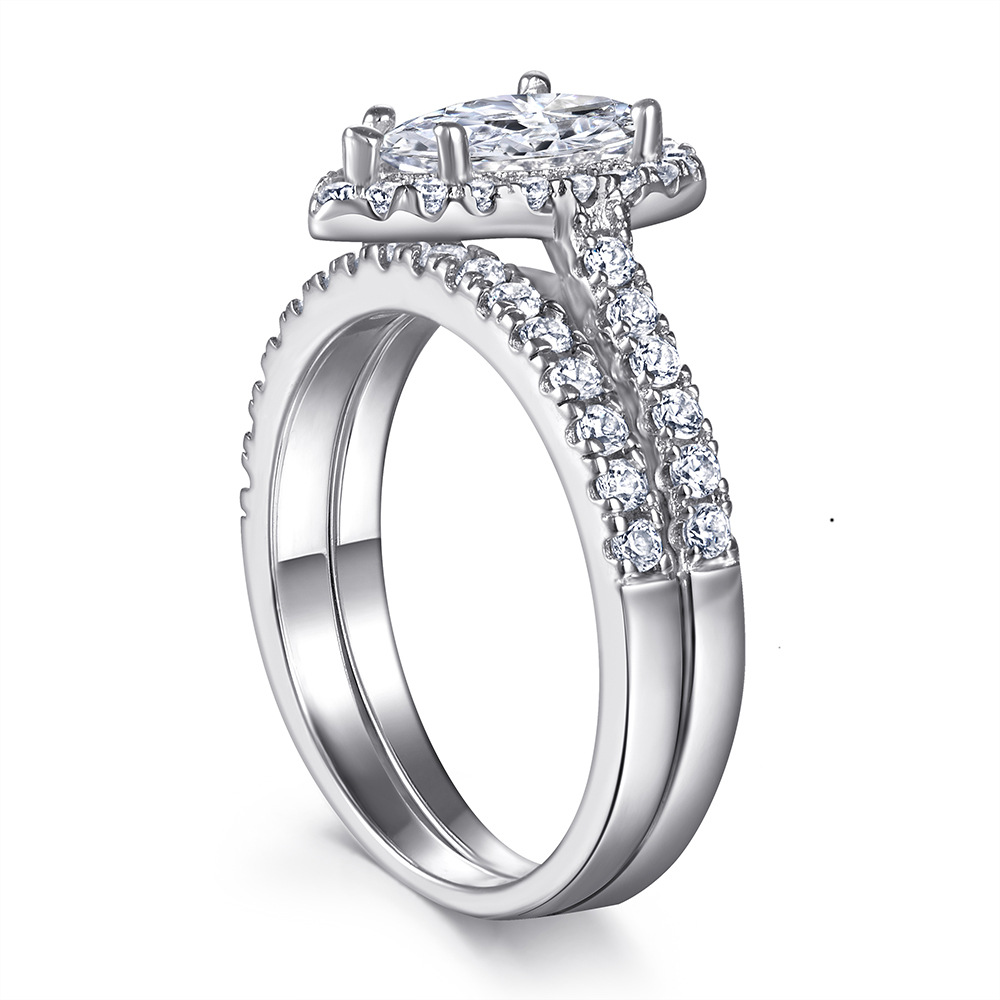 Women's S925 Moissanite Beaded Trim Eternity Ring, Trendy Accessory